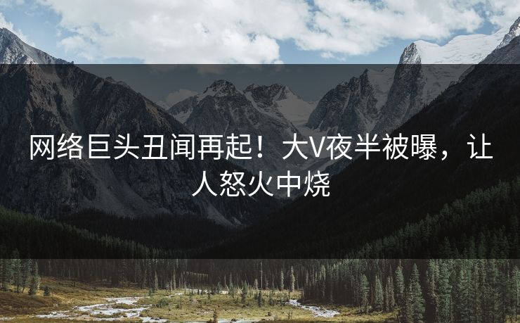 网络巨头丑闻再起！大V夜半被曝，让人怒火中烧