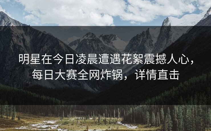 明星在今日凌晨遭遇花絮震撼人心，每日大赛全网炸锅，详情直击