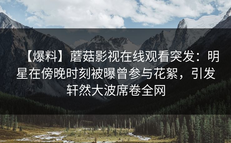 【爆料】蘑菇影视在线观看突发：明星在傍晚时刻被曝曾参与花絮，引发轩然大波席卷全网