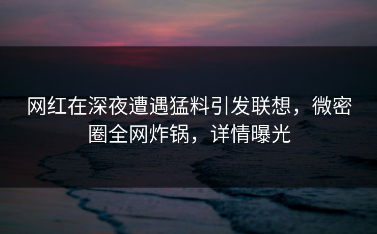 网红在深夜遭遇猛料引发联想，微密圈全网炸锅，详情曝光